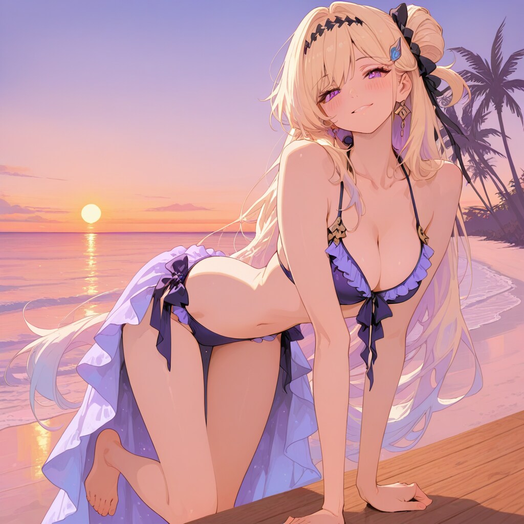 夕焼けの水着コーデ