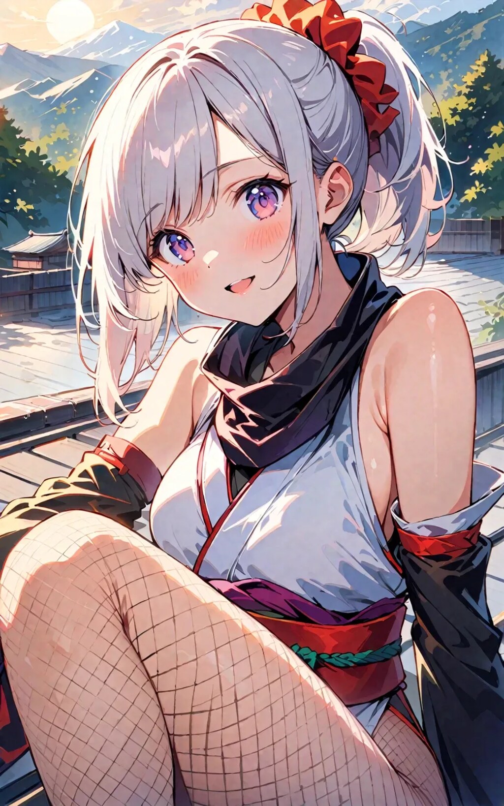 銀髪くのいち×網タイツ