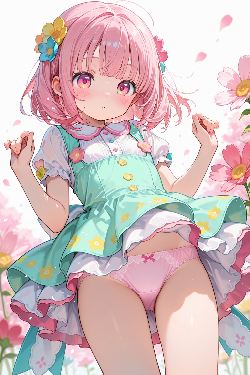 服もパンツも春色コーデ