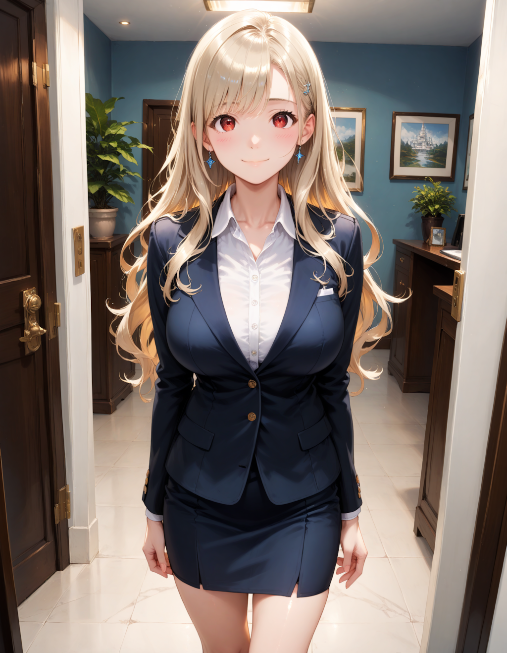 ブロンド ミニスカOL