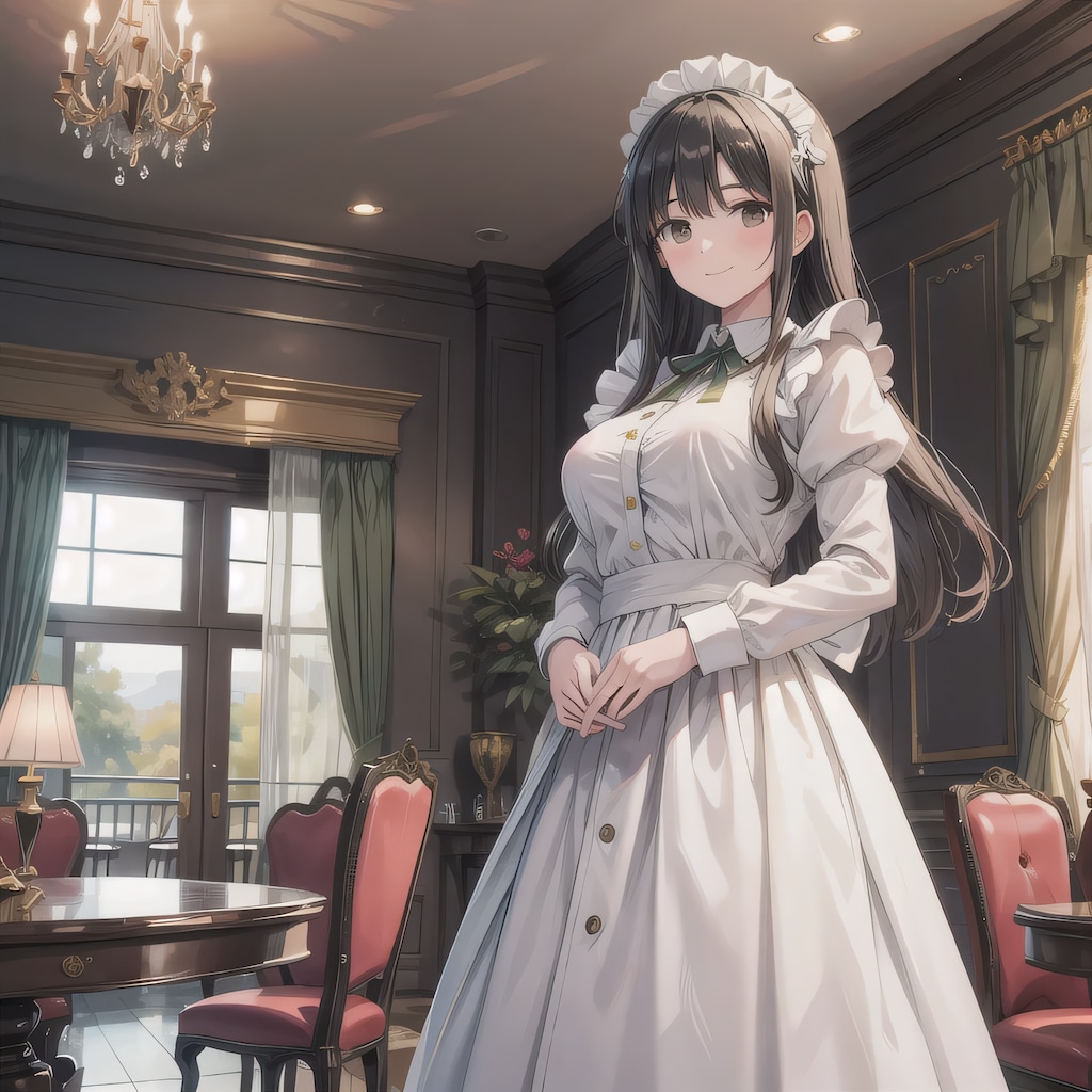 黒髪ロングでメイド服の少女２７