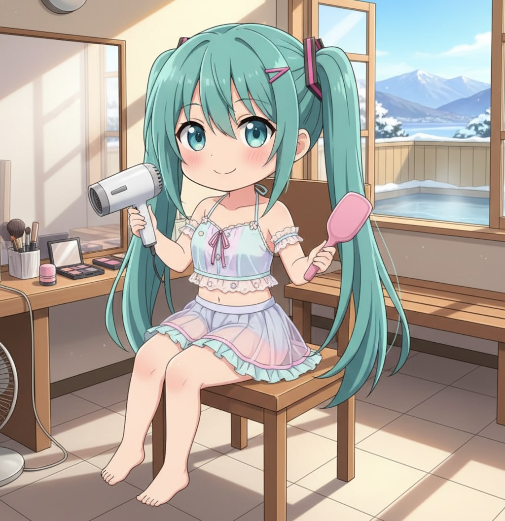 みどツイさん。髪のセット完了。chibi.