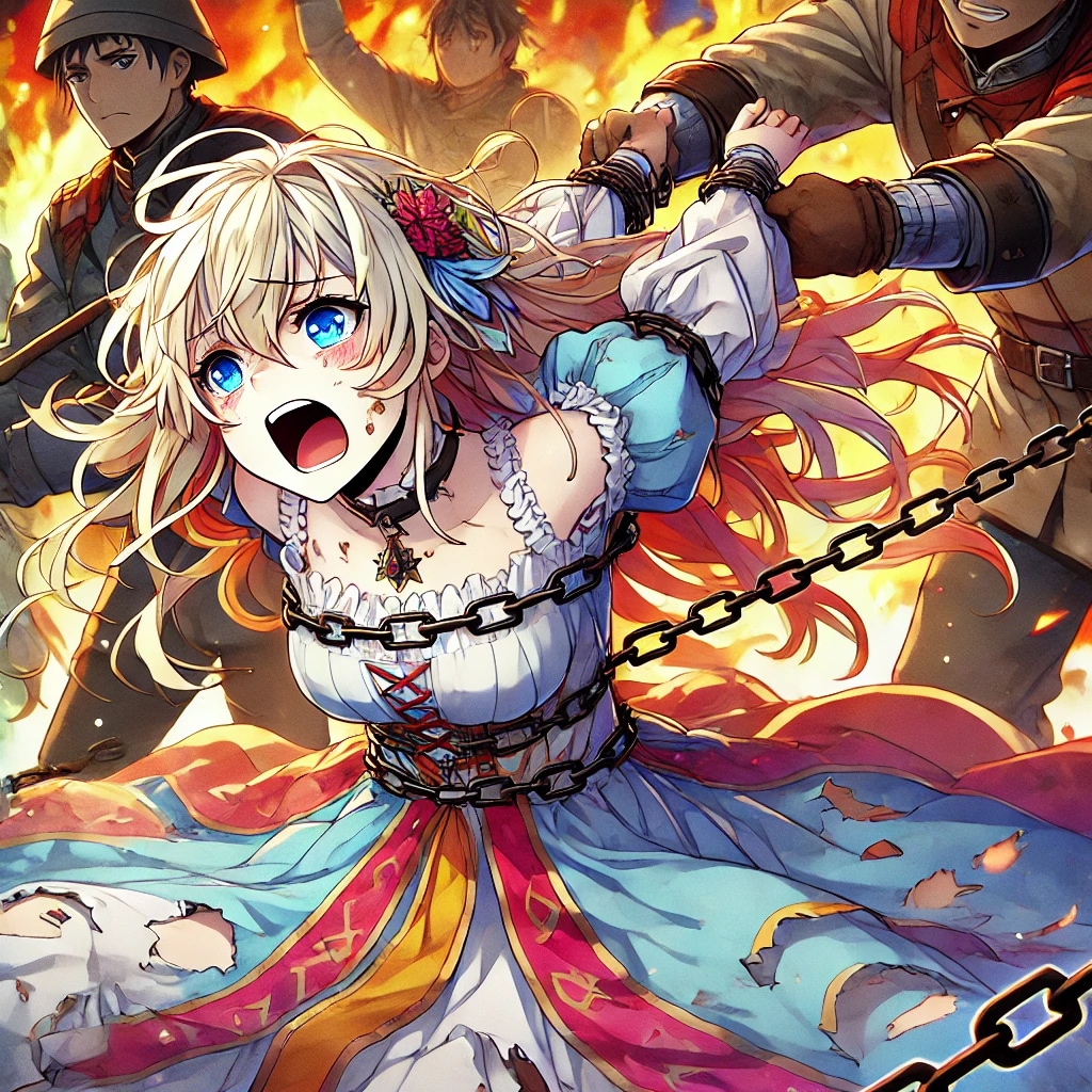 戦場で拘束される姫