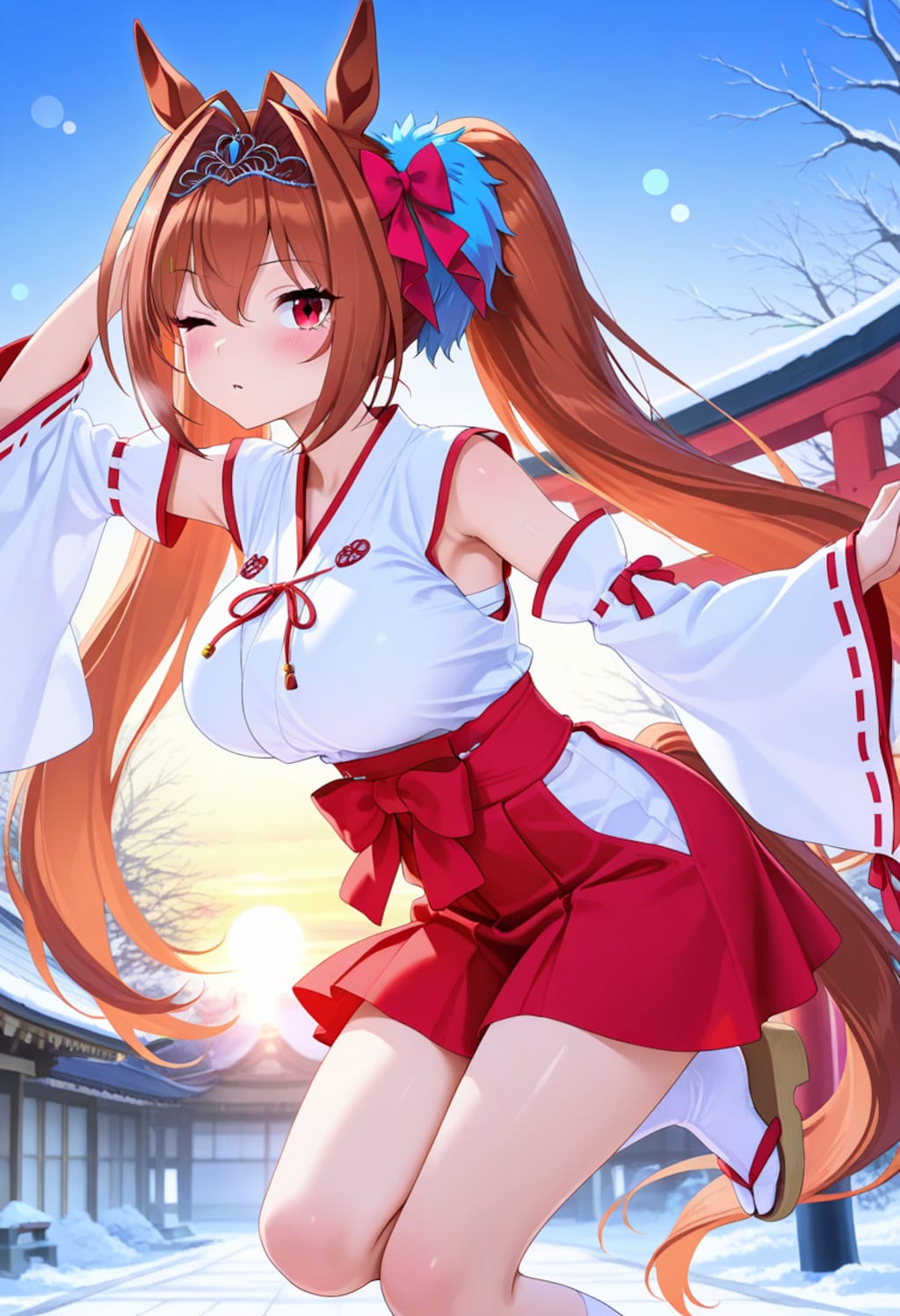 今年は午年！！（巫女バイト中のダイワスカーレットちゃん）