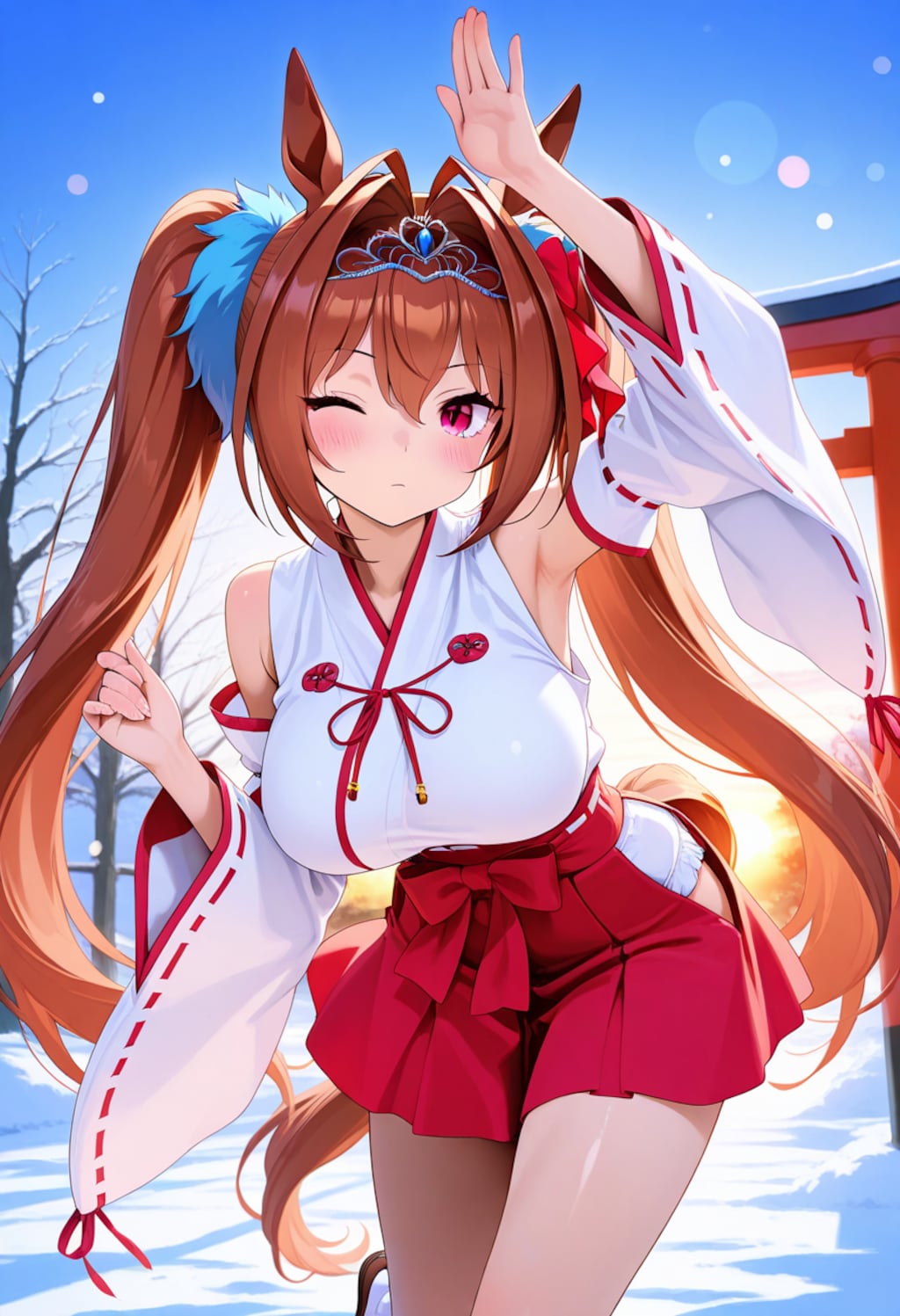 今年は午年！！（巫女バイト中のダイワスカーレットちゃん）