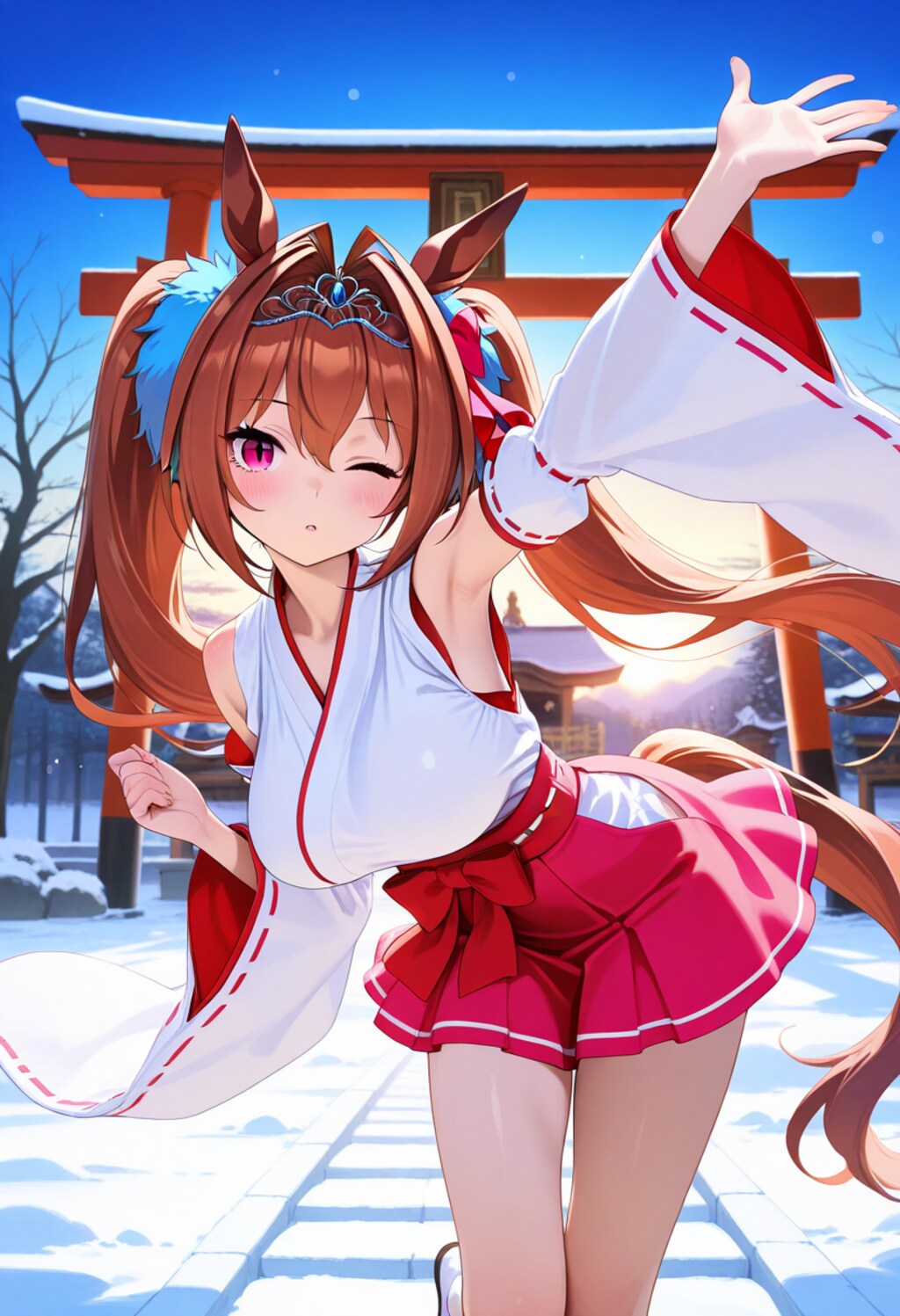 今年は午年！！（巫女バイト中のダイワスカーレットちゃん）