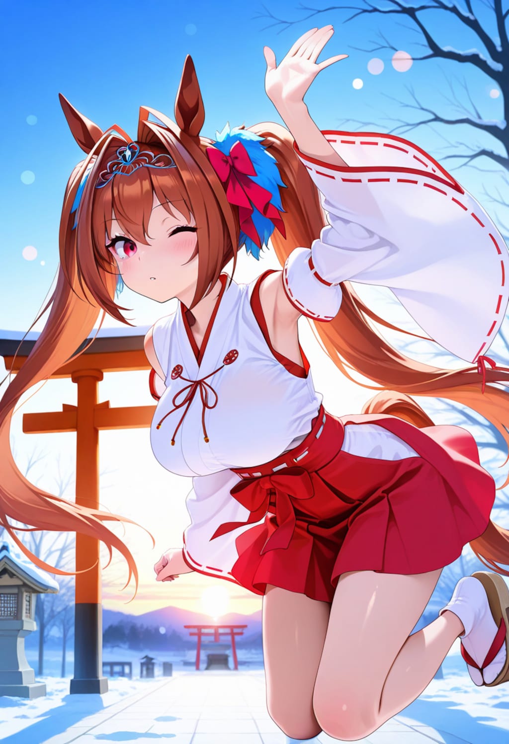 今年は午年！！（巫女バイト中のダイワスカーレットちゃん）