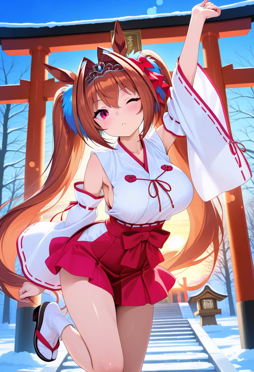 今年は午年！！（巫女バイト中のダイワスカーレットちゃん）