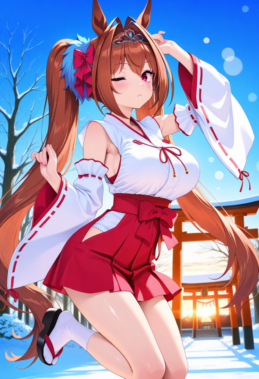 今年は午年！！（巫女バイト中のダイワスカーレットちゃん）