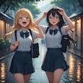 金髪ギャルと黒髪メガネ　突然の雨編 3枚目