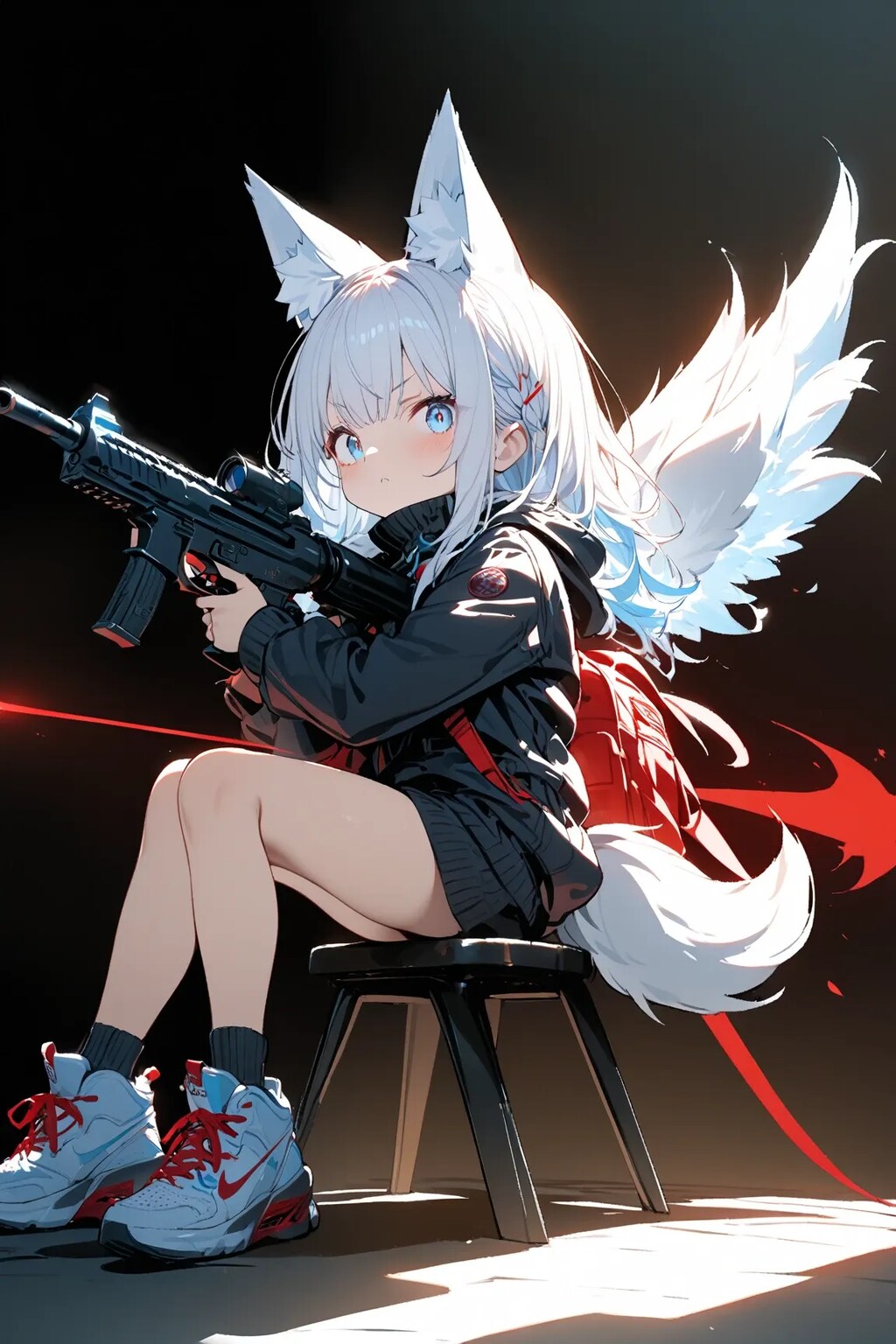 銀髪ケモミミ少女(やさぐれ天使風？)