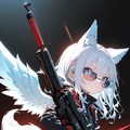 銀髪ケモミミ少女(やさぐれ天使風？) 2枚目