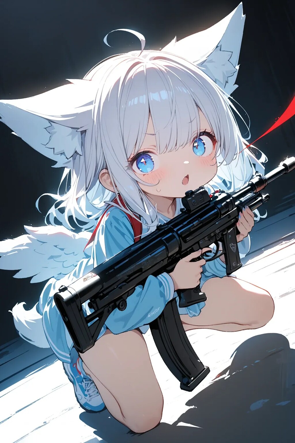 銀髪ケモミミ少女(やさぐれ天使風？)