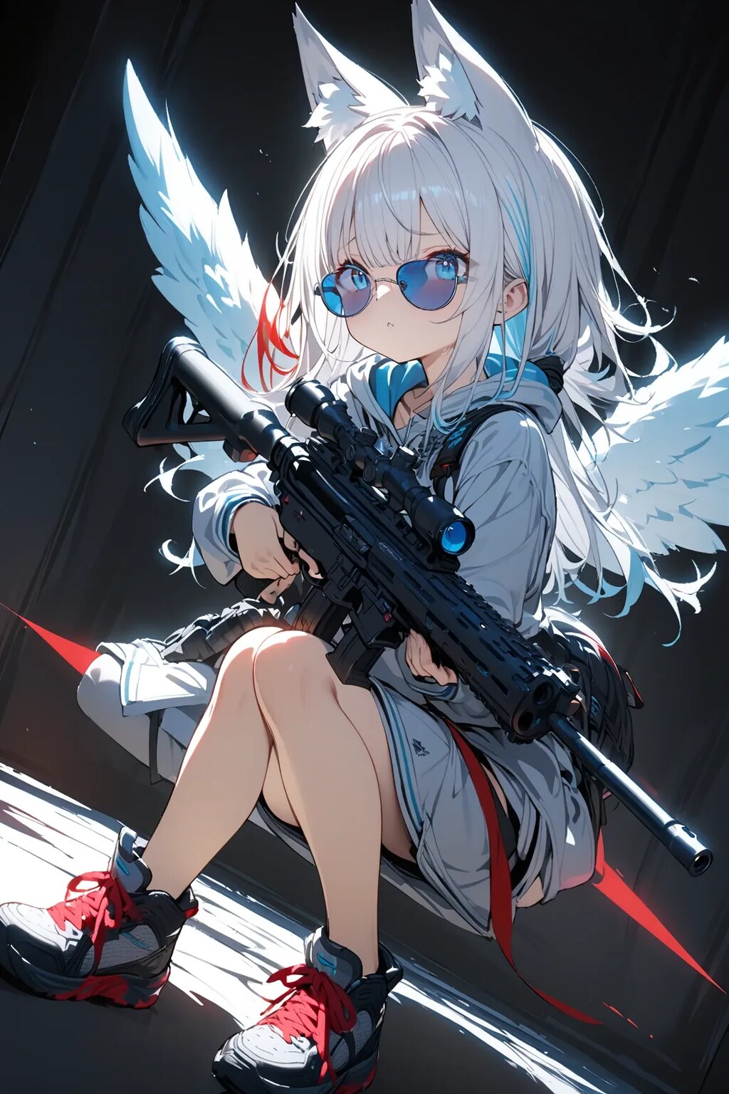 銀髪ケモミミ少女(やさぐれ天使風？)