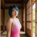 競泳水着美女、和室、もたれてる 5枚目