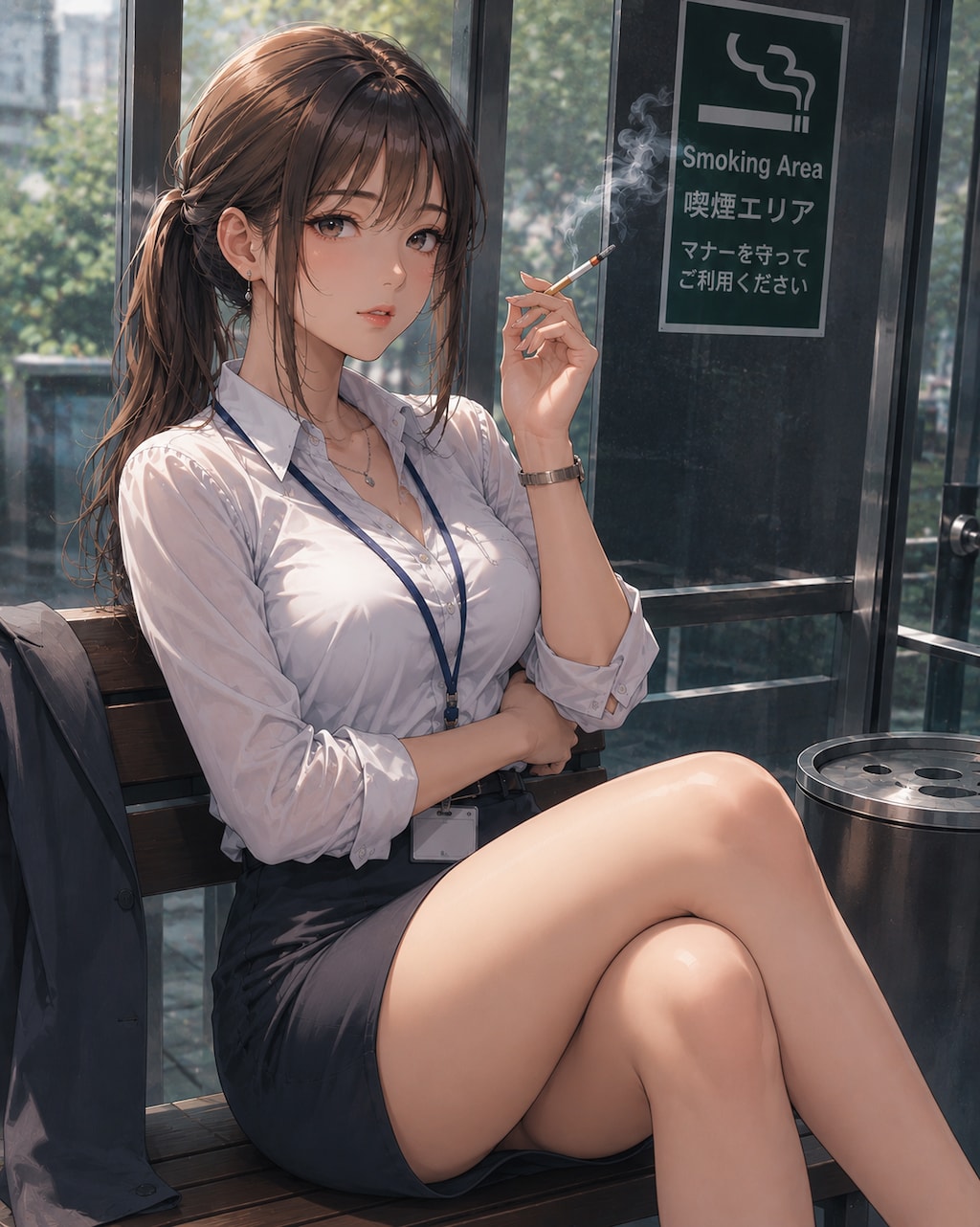 ヤニ吸う女性