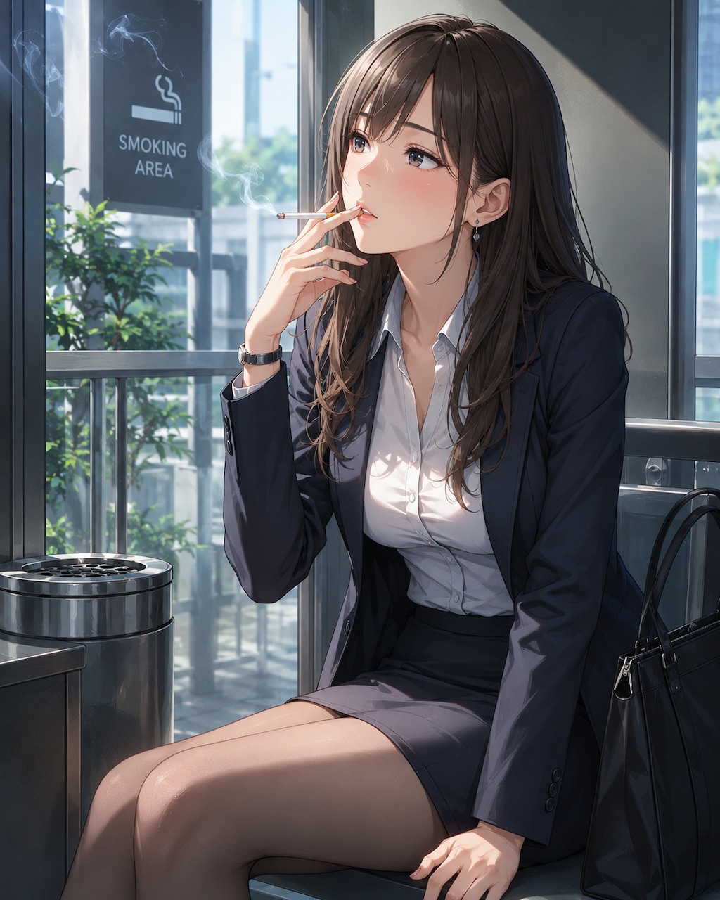 ヤニ吸う女性