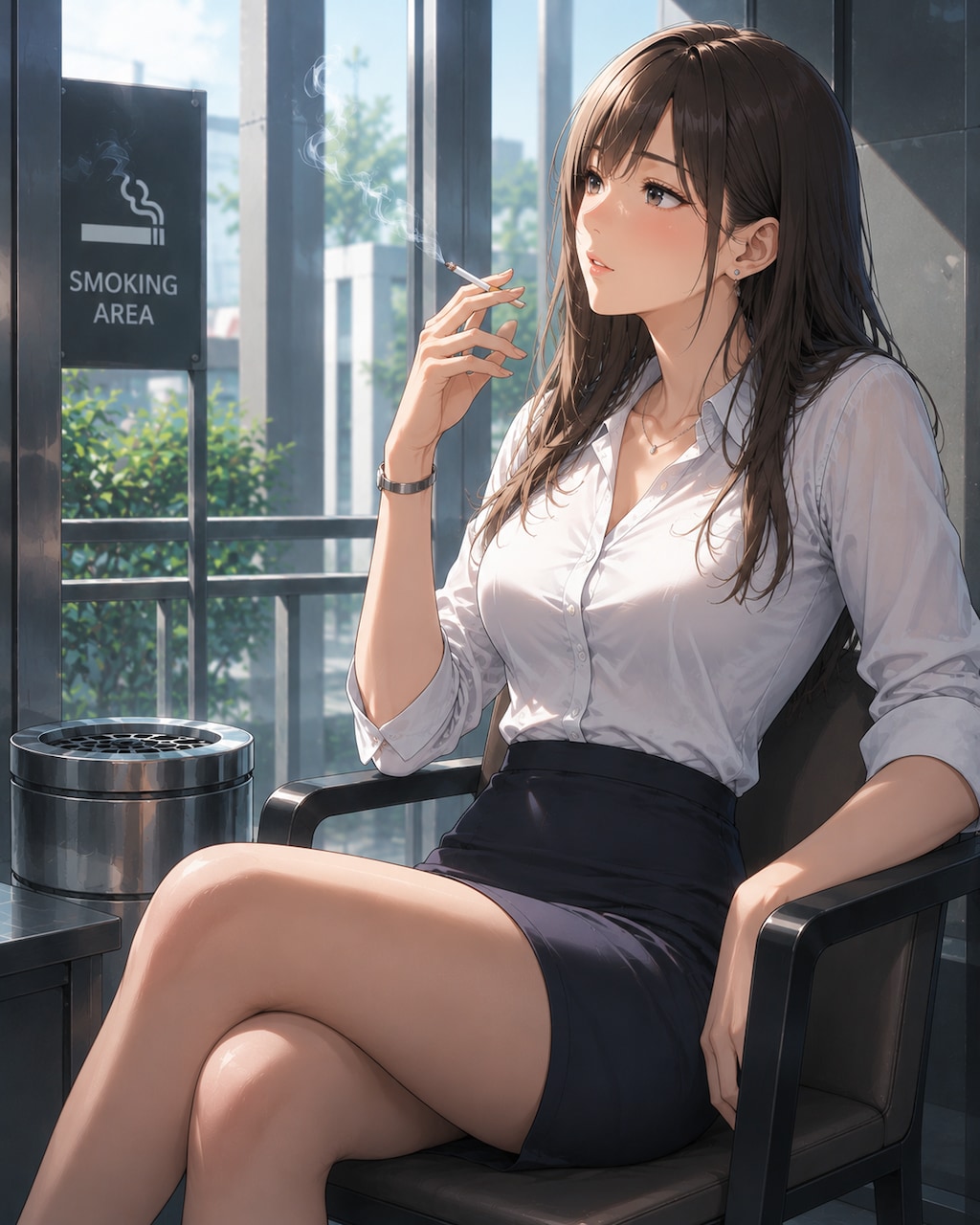 ヤニ吸う女性