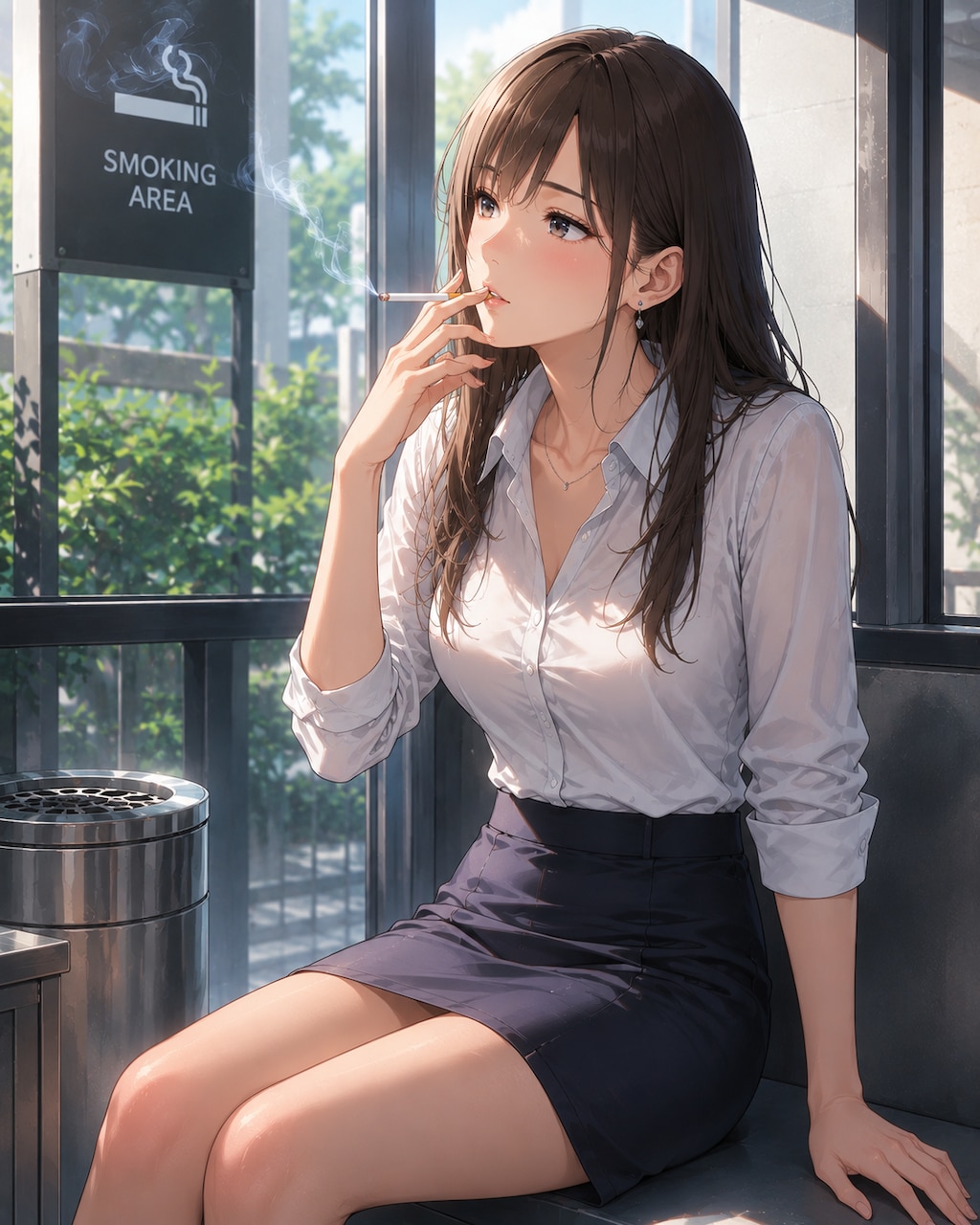 ヤニ吸う女性