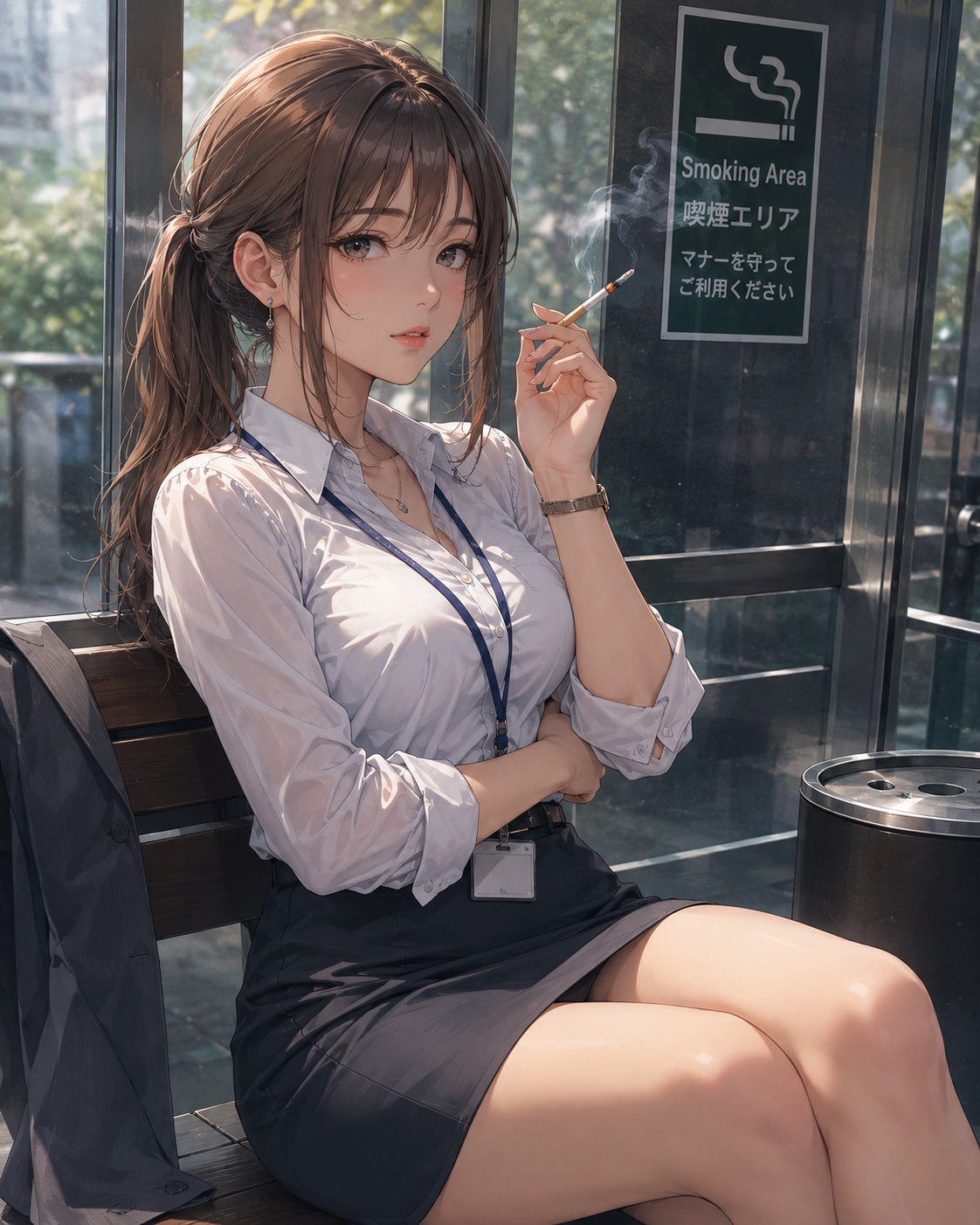 ヤニ吸う女性
