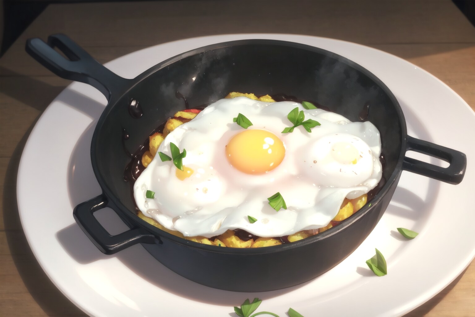 どちらかというと目玉焼きの下に隠れている料理が気になります