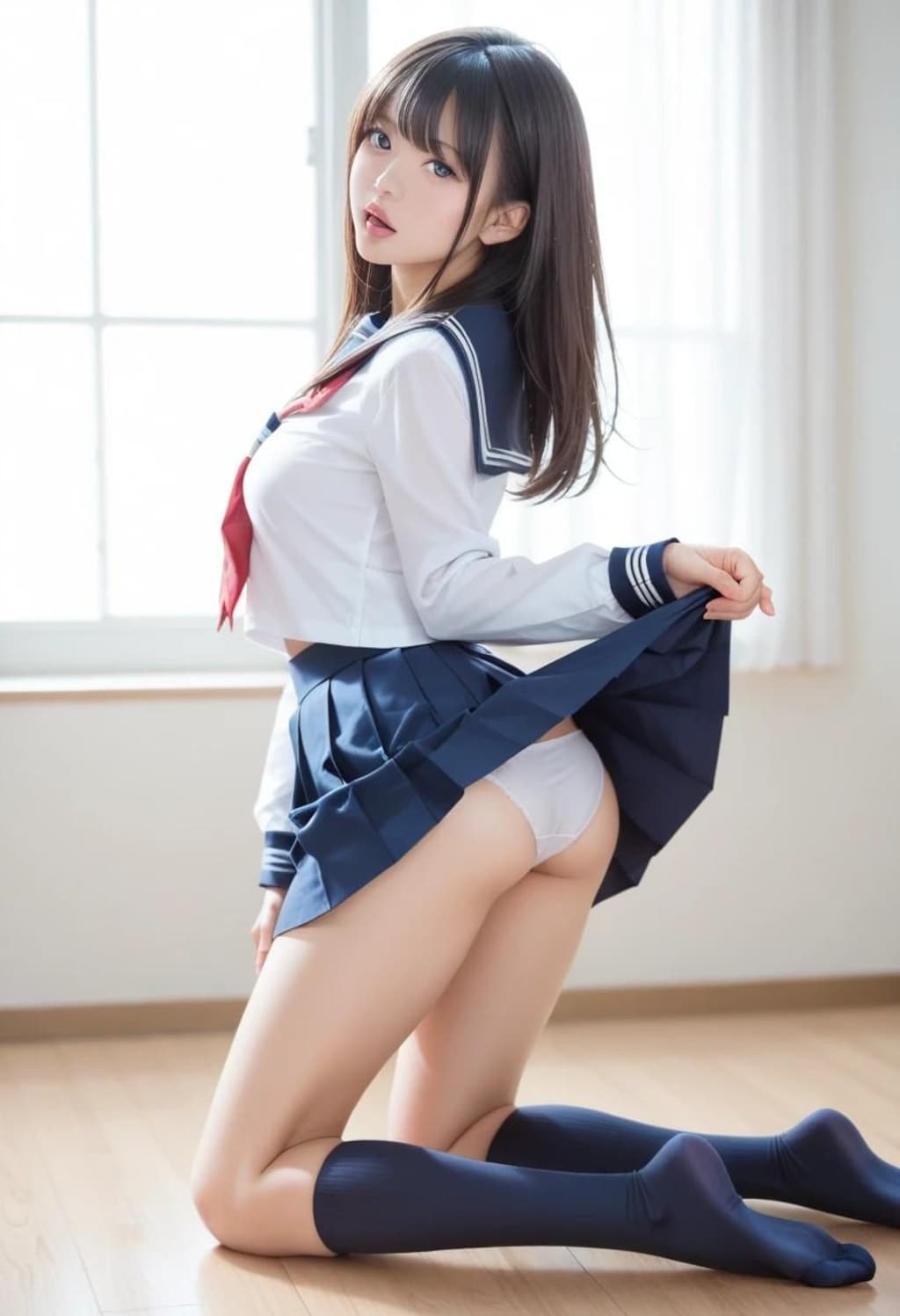 パン見せ女子高生