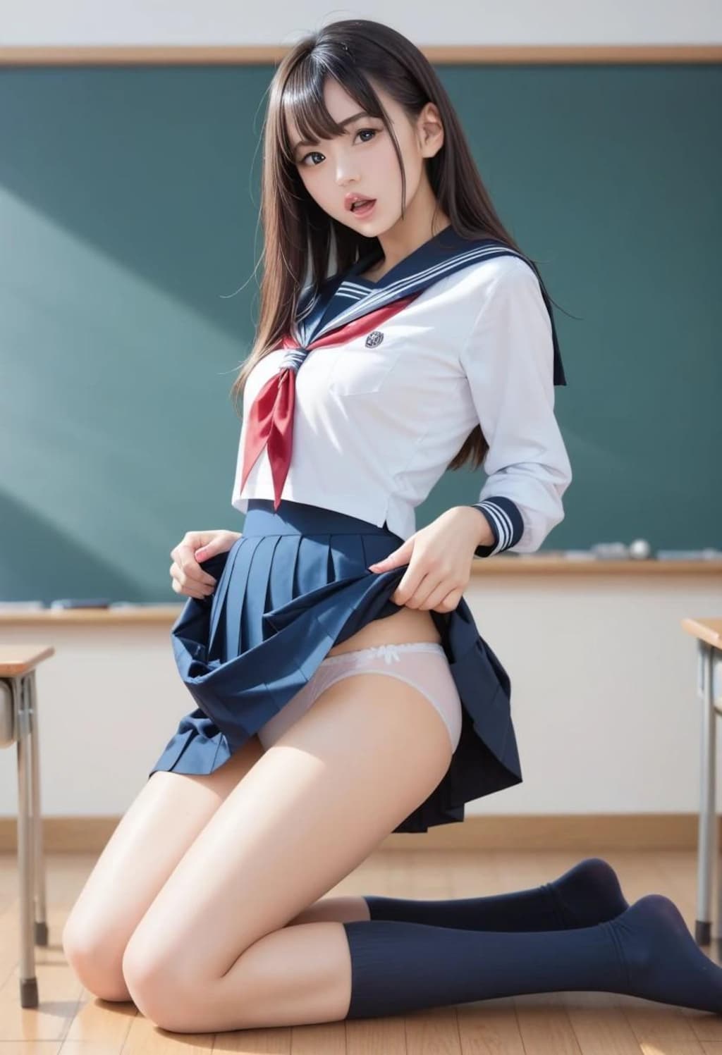 パン見せ女子高生