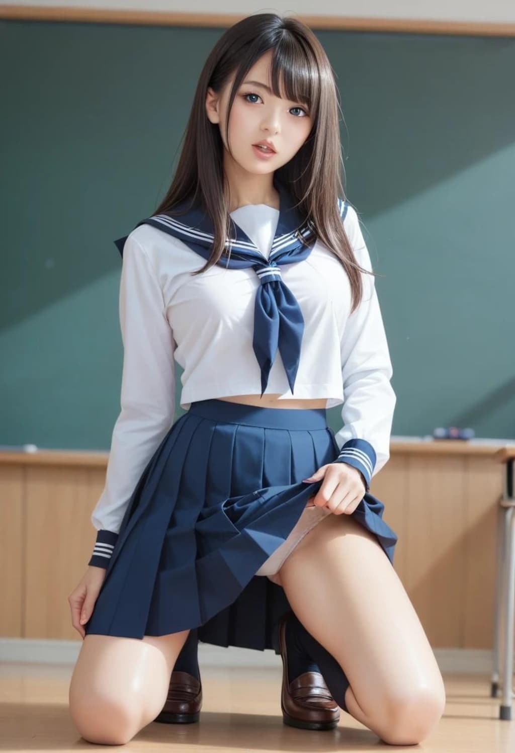 パン見せ女子高生