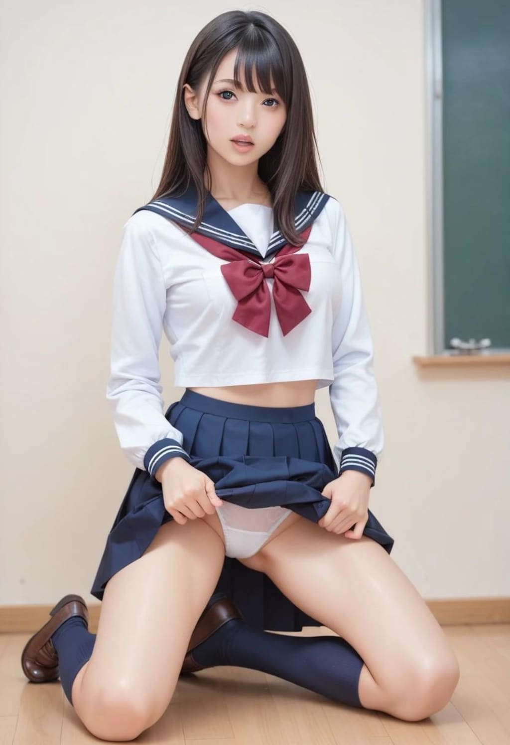 パン見せ女子高生