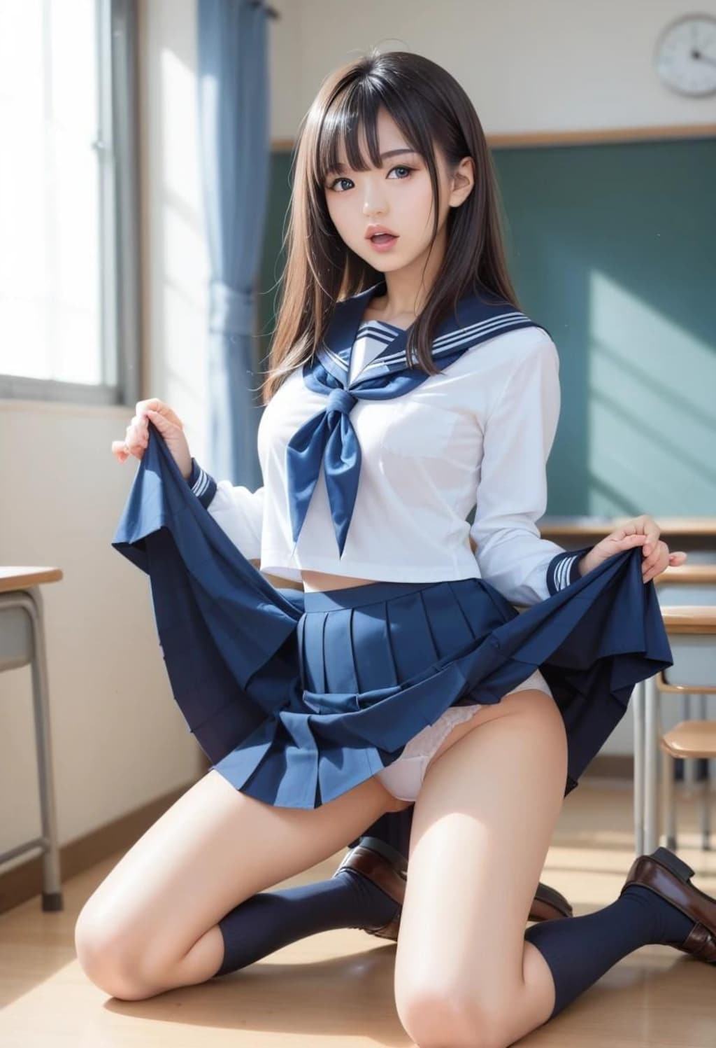 パン見せ女子高生