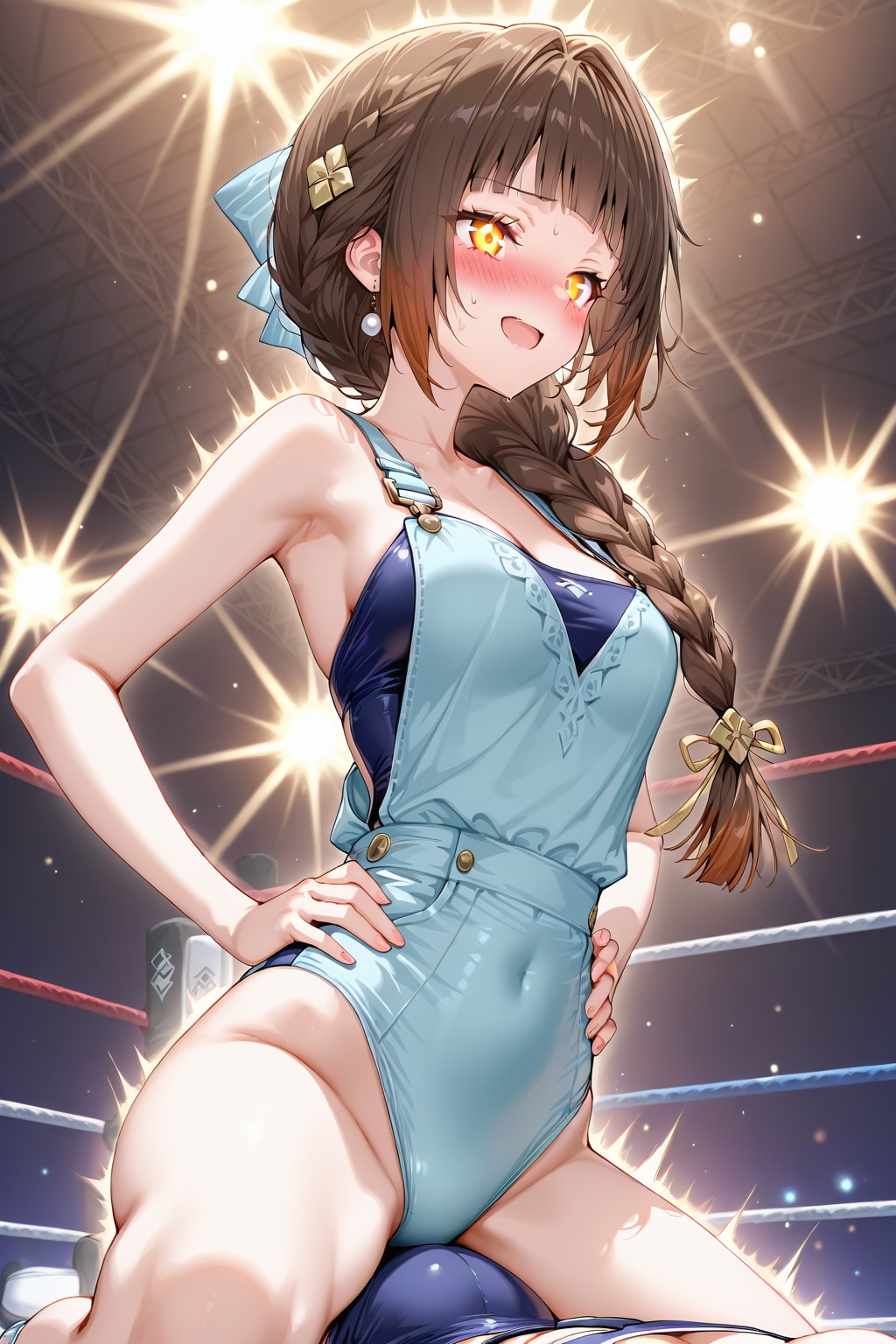 青いボディスーツ