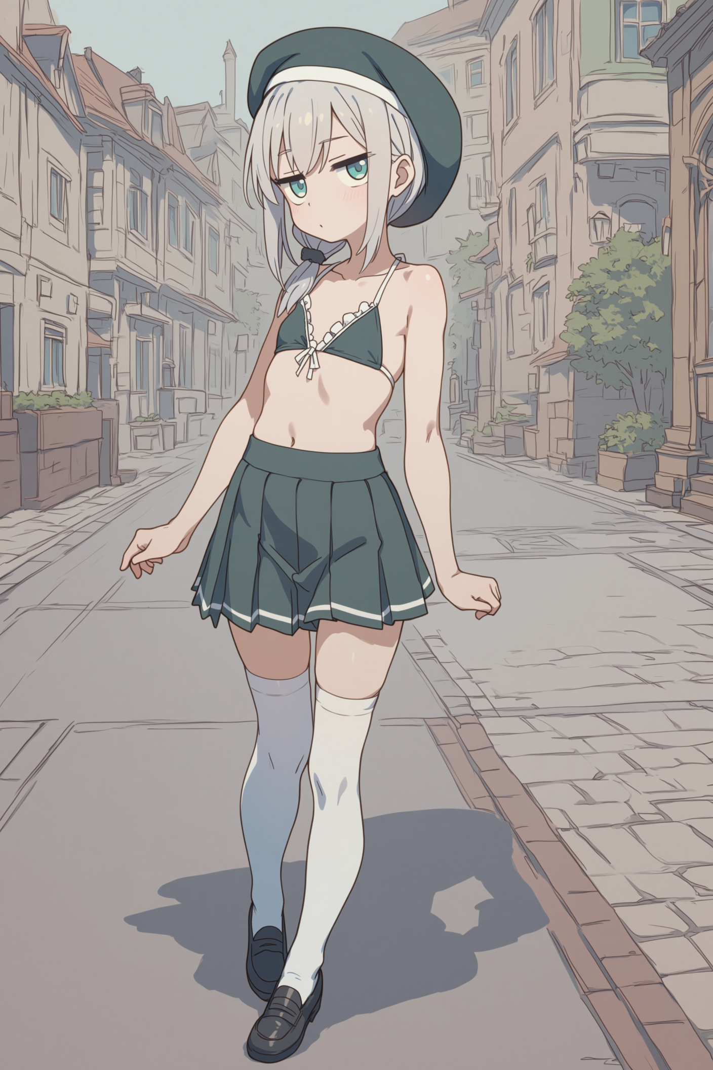 ビキニスカートで街中