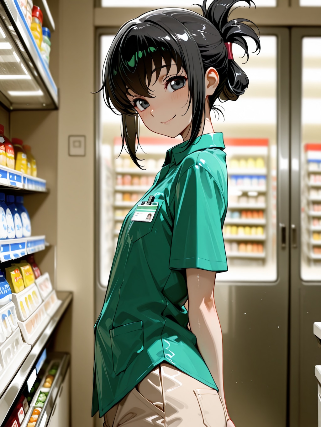 コンビニ制服風衣装の朋子
