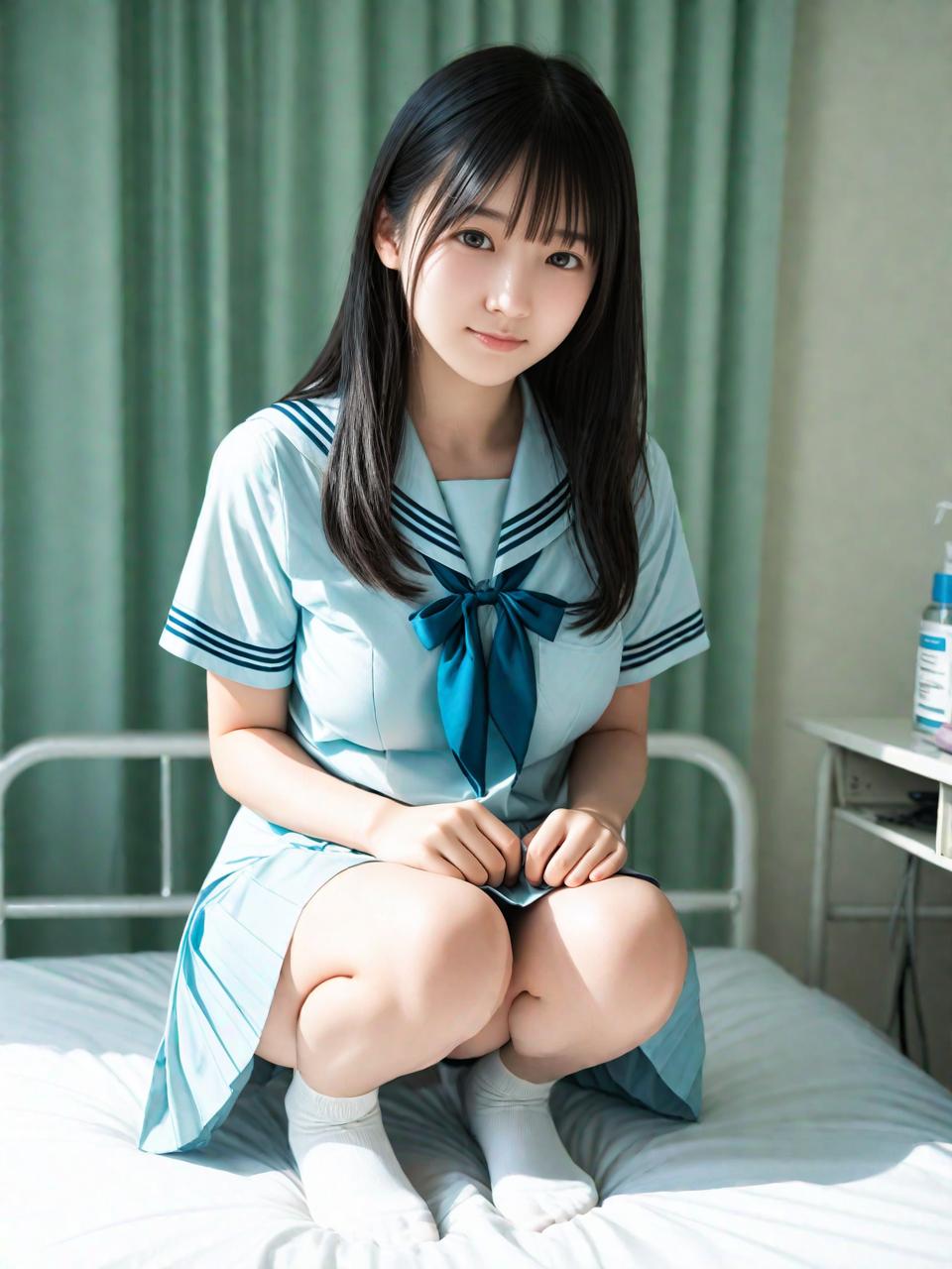 ライトブルーのセーラー服