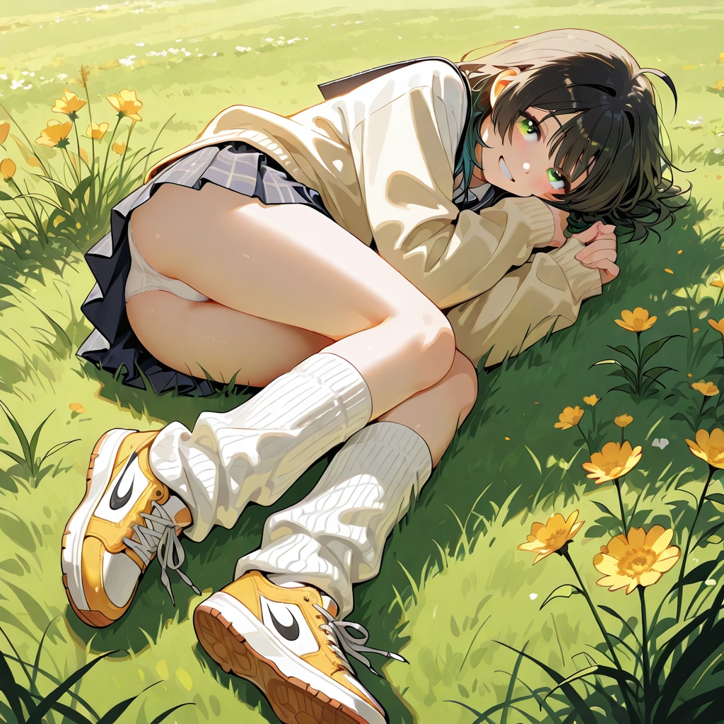 草に寝転ぶ