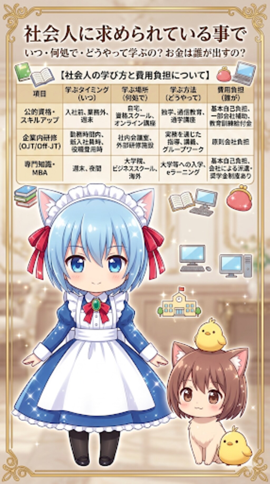 いつ・何処で・どうやって学ぶの？　お金は？