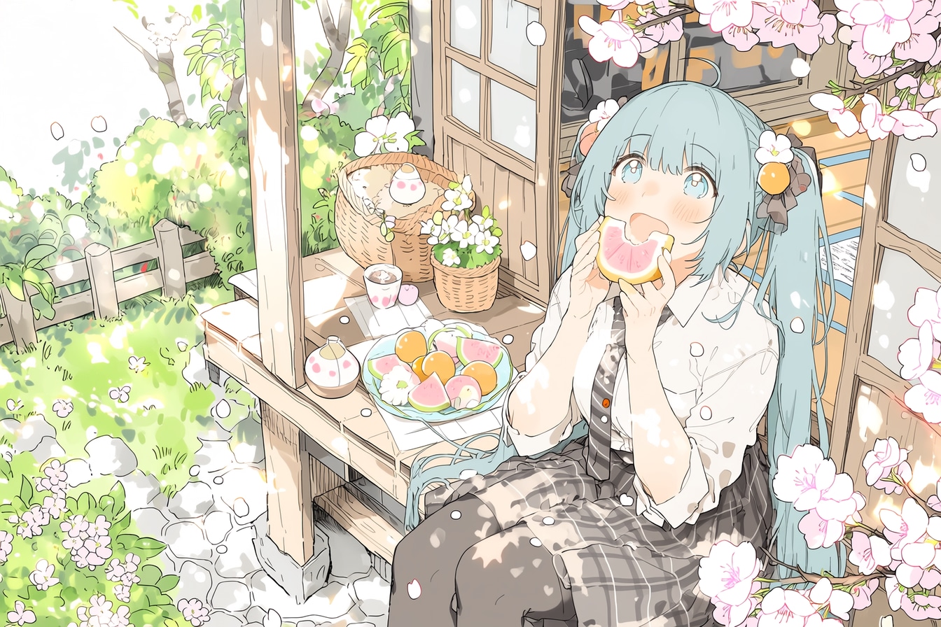 縁側で花見 | の人気AIイラスト・グラビア