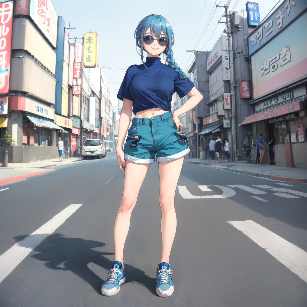 アメカジを着て歩くサングラスをかけた美女