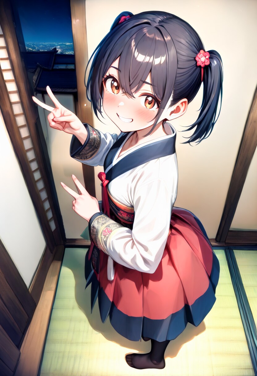 韓服でピース