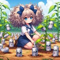 ビール缶を畑に植える小さな女の子 6枚目