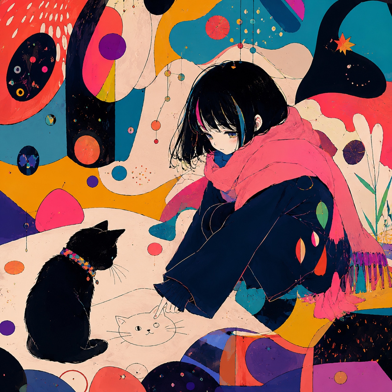 猫を描く