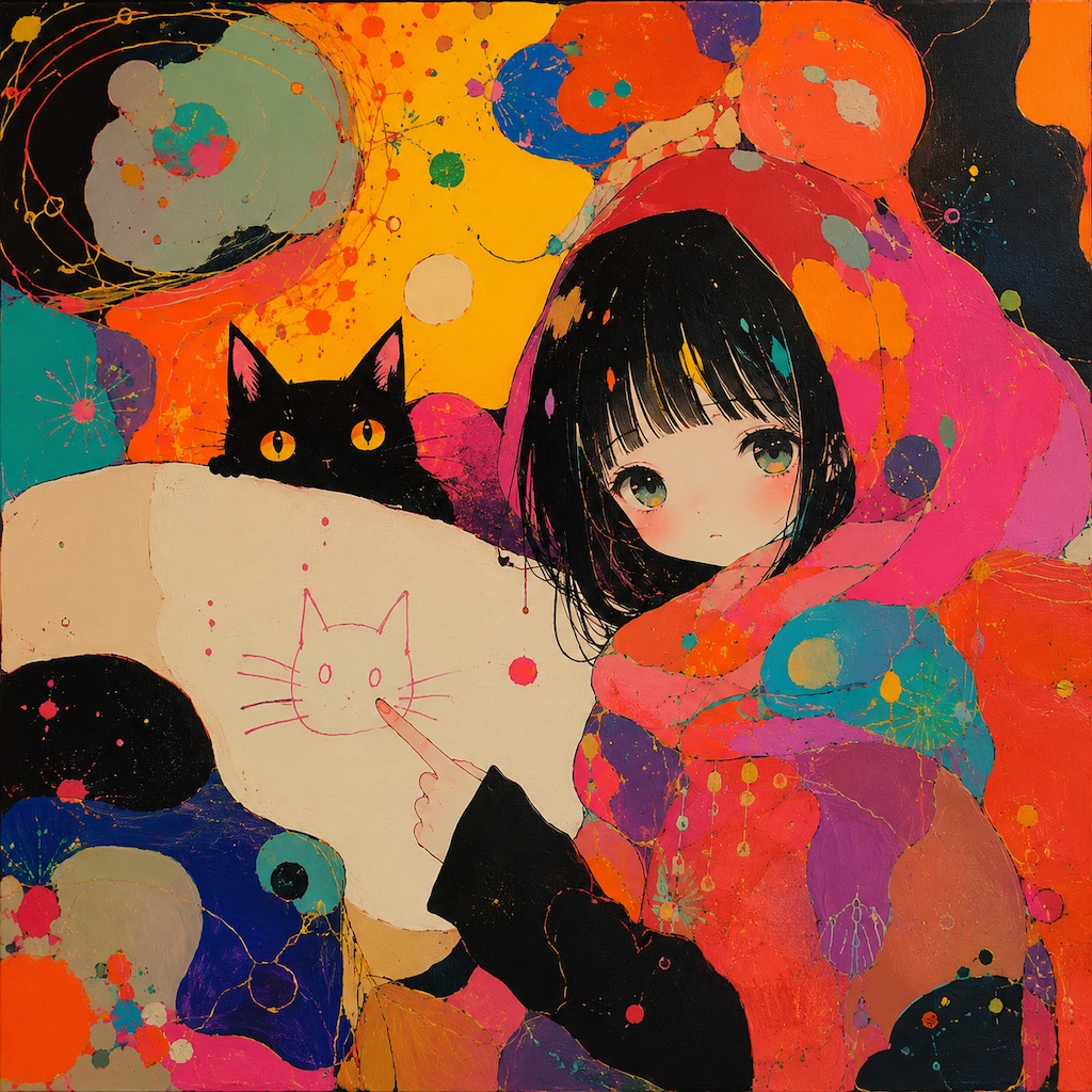 猫を描く