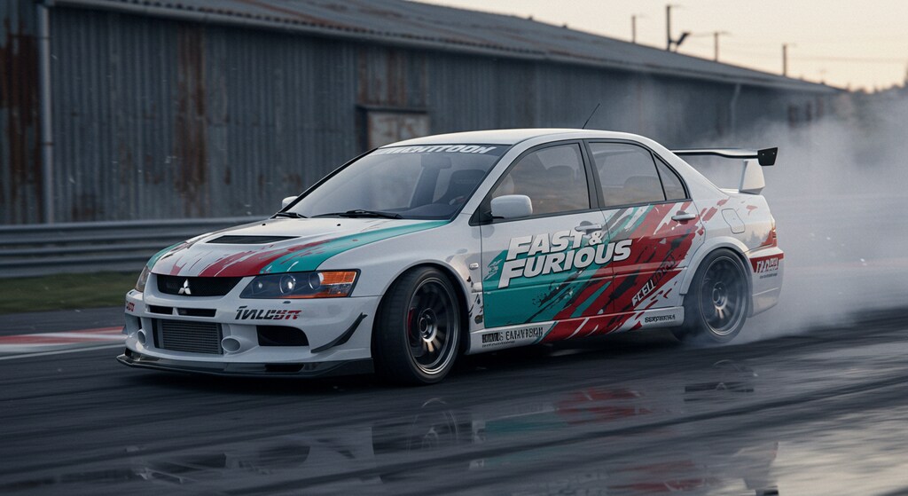 ワイルドスピードカラー三菱ランサーエボリューションのドリ車