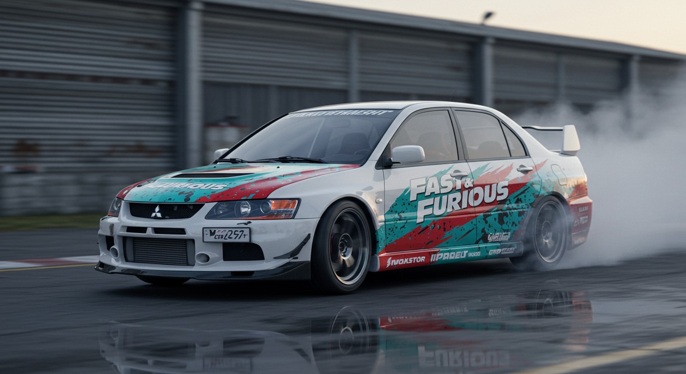 ワイルドスピードカラー三菱ランサーエボリューションのドリ車 | の人気AIイラスト・グラビア