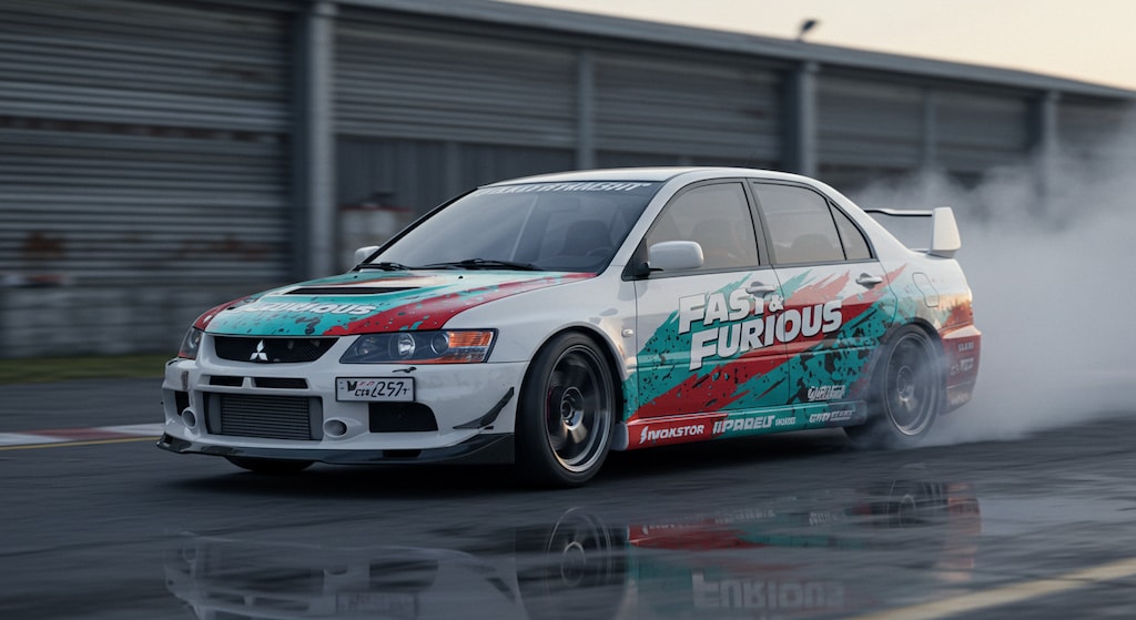 ワイルドスピードカラー三菱ランサーエボリューションのドリ車