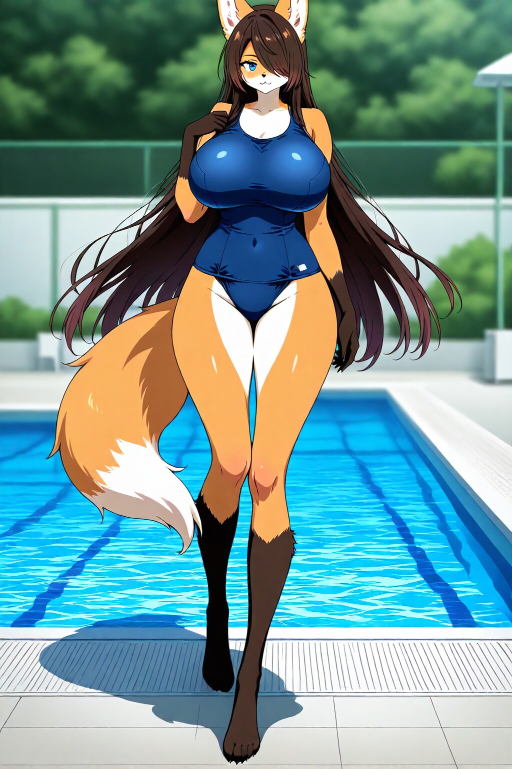 スク水の狐娘