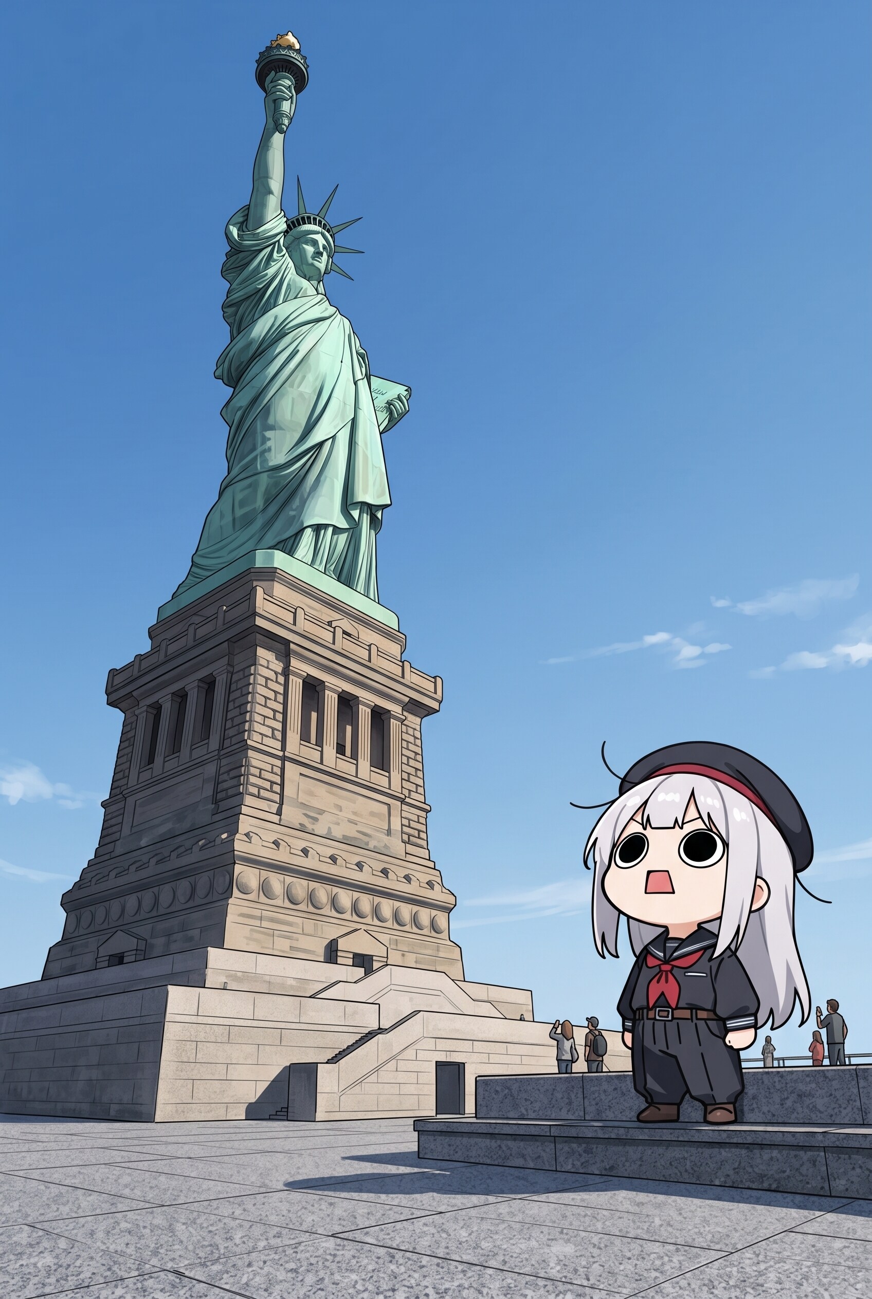 女神像を見上げるえらいこっちゃ嬢 | の人気AIイラスト・グラビア