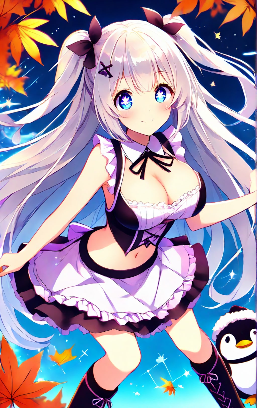 和風メイドとペンギン