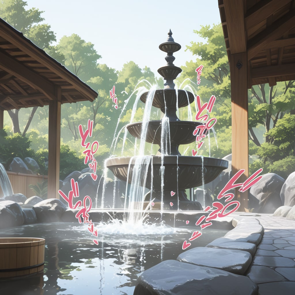 噴水付き温泉
