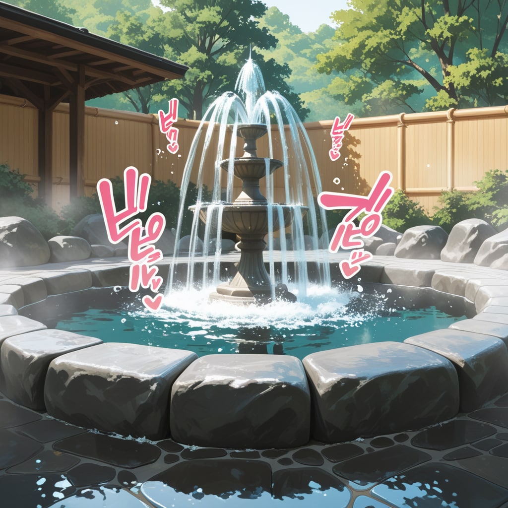 噴水付き温泉